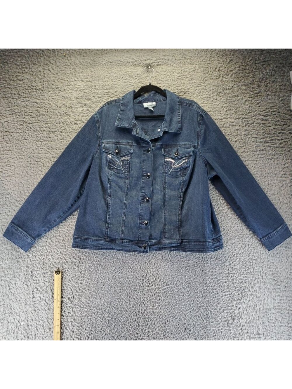 Dressbarn Jacket Womens 3X Blue Denim Button-Up Stretch *Read*